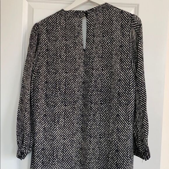 Kate Spade Reade Black White printed swing Herringbone Tie Neck Shift Dress XL - Picture 6 of 8